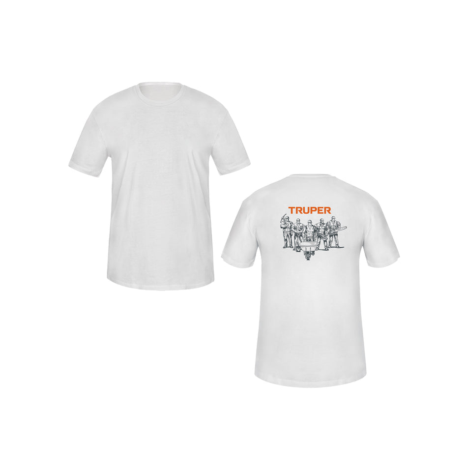 Playera cuello redondo para hombre, blanca, CH, Truper, 68121