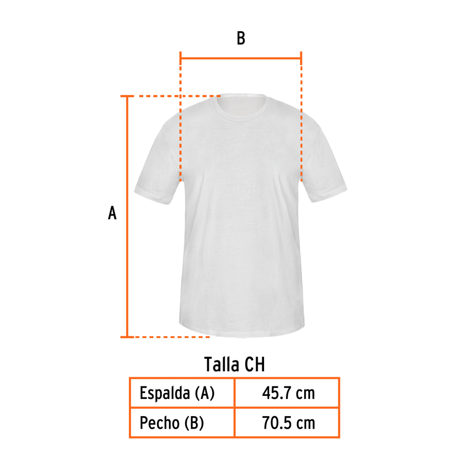 Playera cuello redondo para hombre, blanca, CH, Truper, 68121