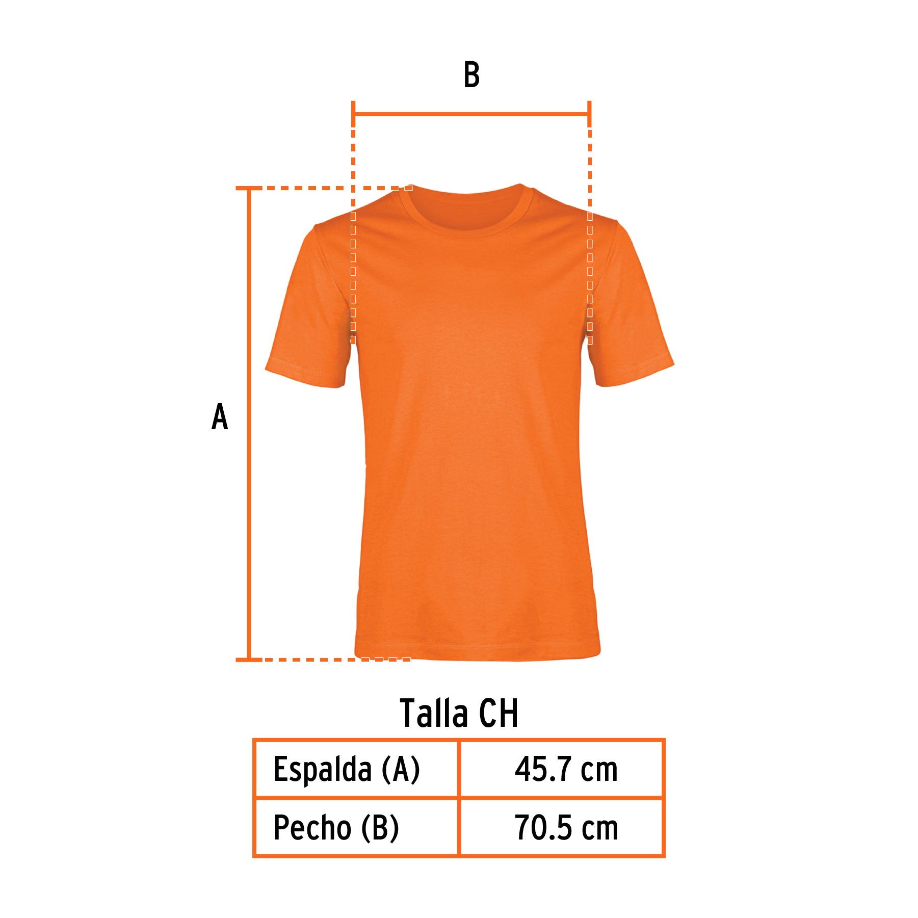 Playera cuello redondo para hombre, naranja, CH, Truper, 68126