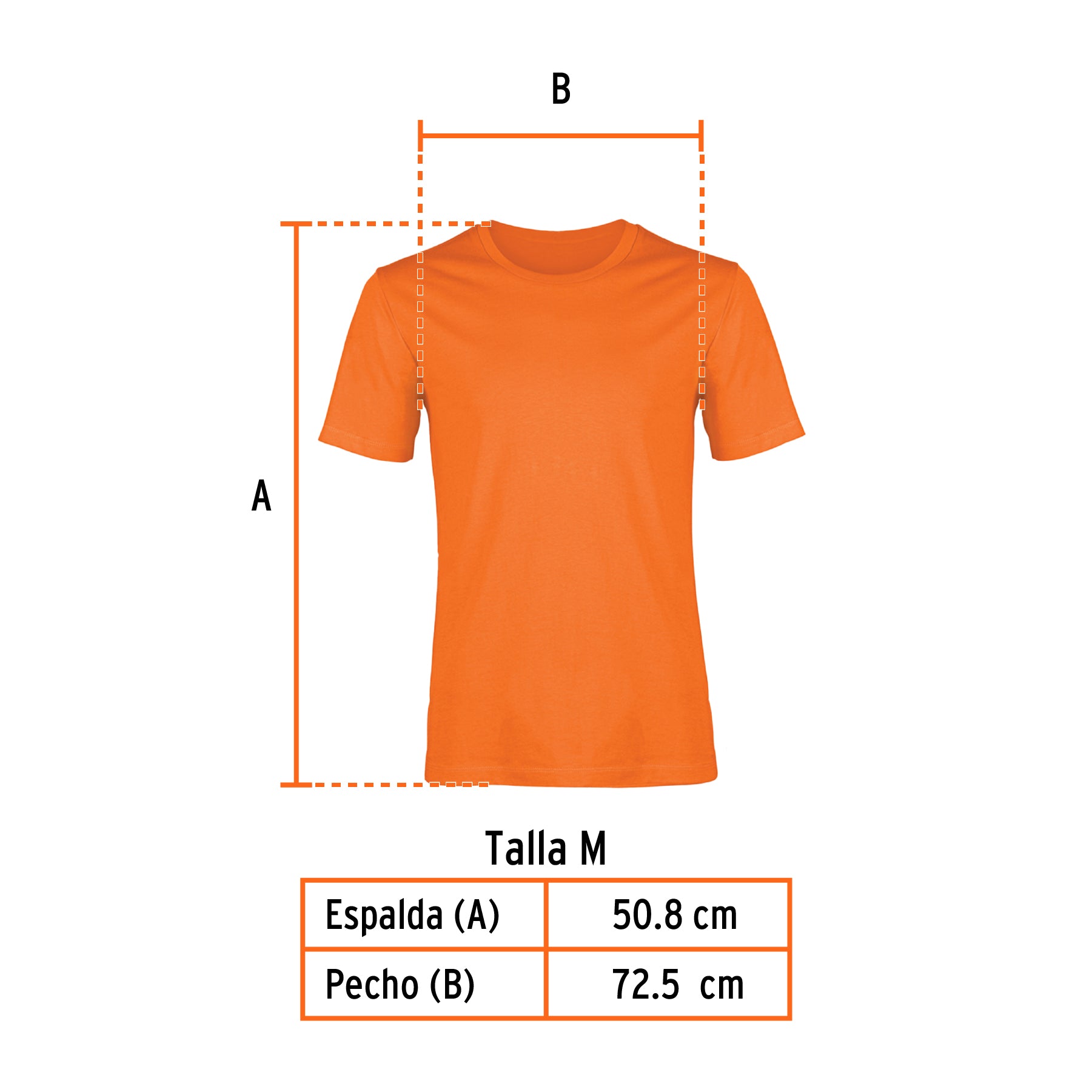 Playera cuello redondo para hombre, naranja, M, Truper, 68127