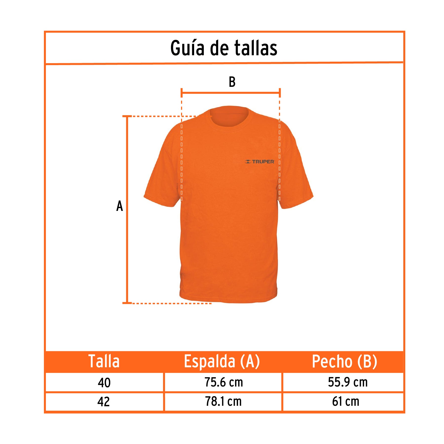 Playera cuello redondo para hombre, naranja, G, Truper, 60430