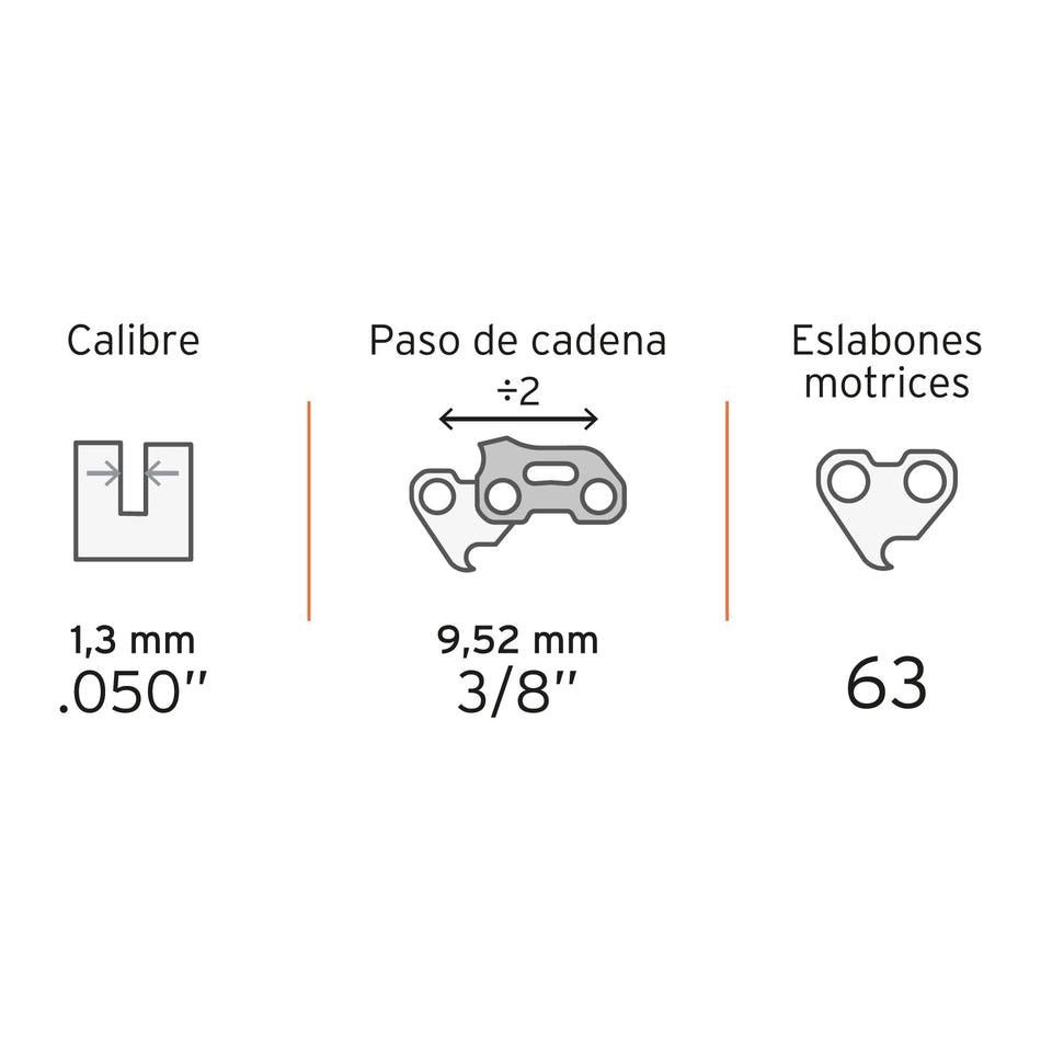 Cadena de repuesto para motosierra eléctrica 18', Truper, 16629