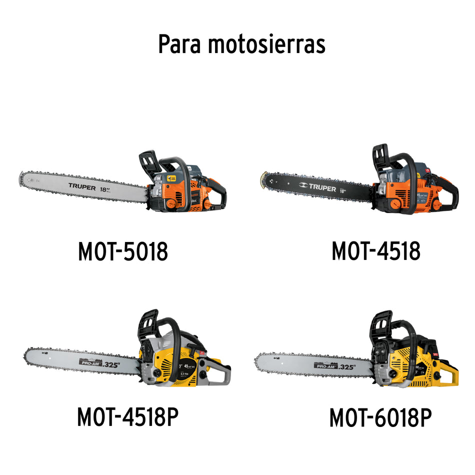 Cadena de repuesto 18' para motosierra a gasolina, Truper, 16637