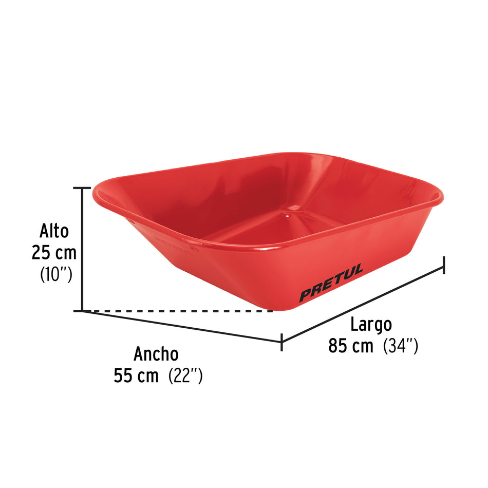 Carretilla 3.5 ft3 roja,angosta,neumática, tubular, PRETUL, 20675