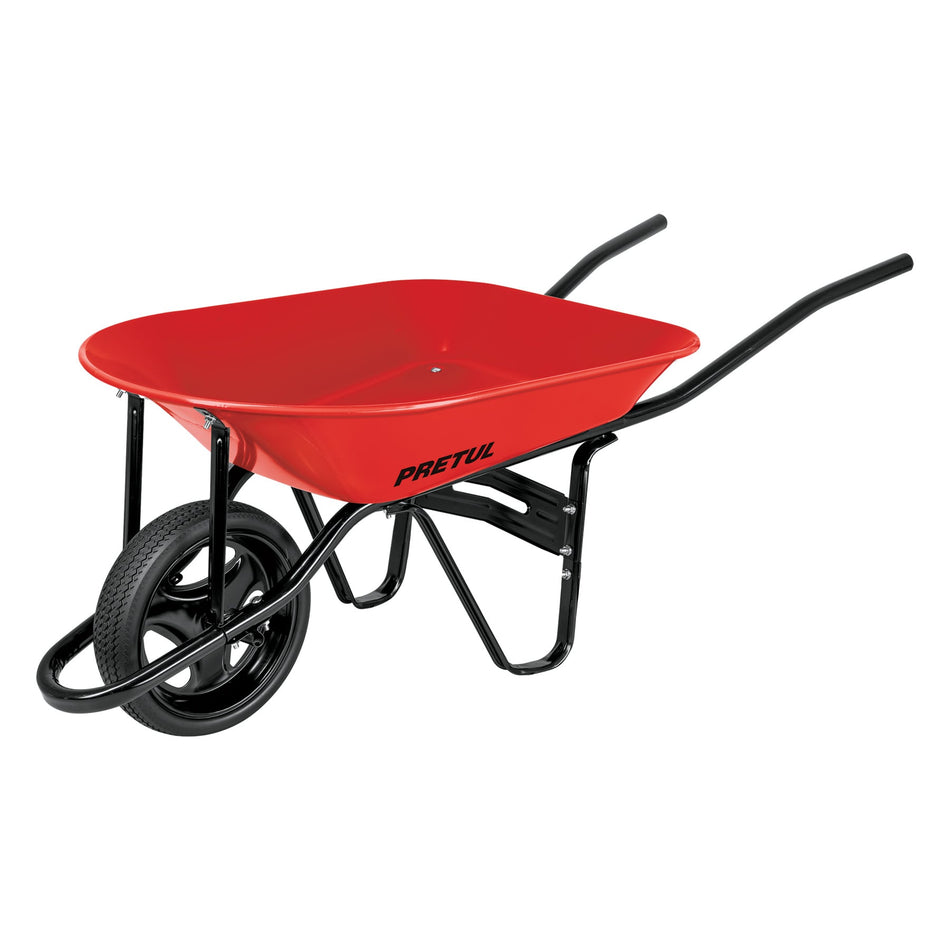Carretilla 4 ft3 roja,imponchable,bastidor tubular, PRETUL, 20629