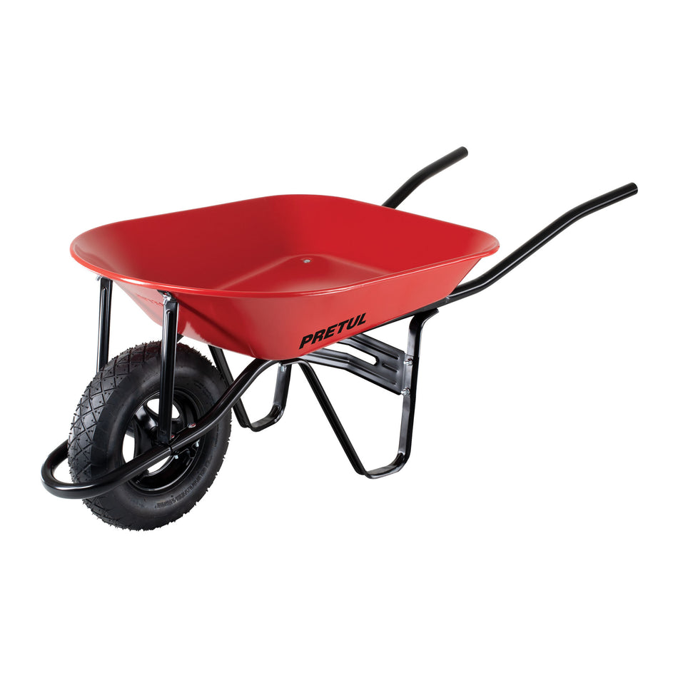 Carretilla 4 ft3 roja,neumática,bastidor tubular, PRETUL, 20628