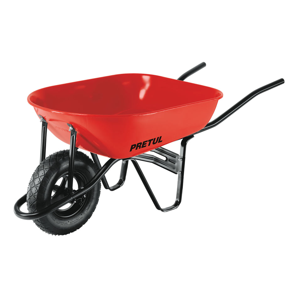 Carretilla 5.5 ft3 roja,neumática,bastidor tubular, PRETUL, 20627