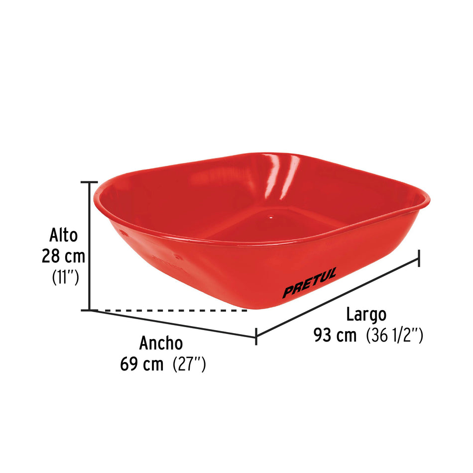 Carretilla 5.5 ft3 roja,neumática,bastidor tubular, PRETUL, 20627