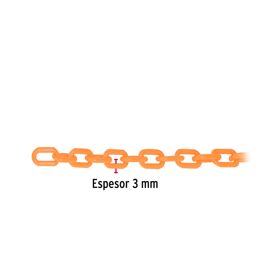 Metro de cadena de 3 mm de plástico naranja, carrete de 50 m Caja con 50, 44165