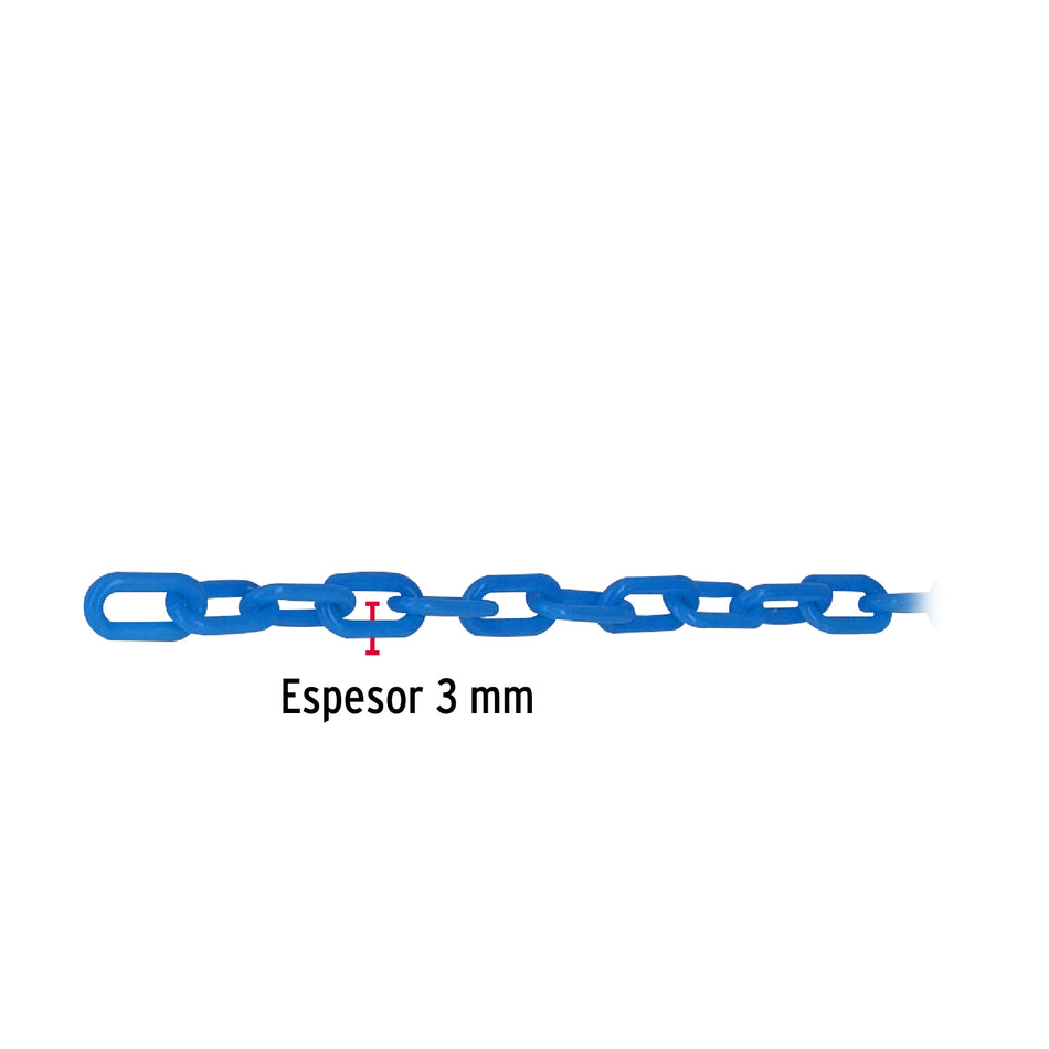 Metro de cadena de 3 mm de plástico azul, carrete de 50 m Caja con 50, 44163