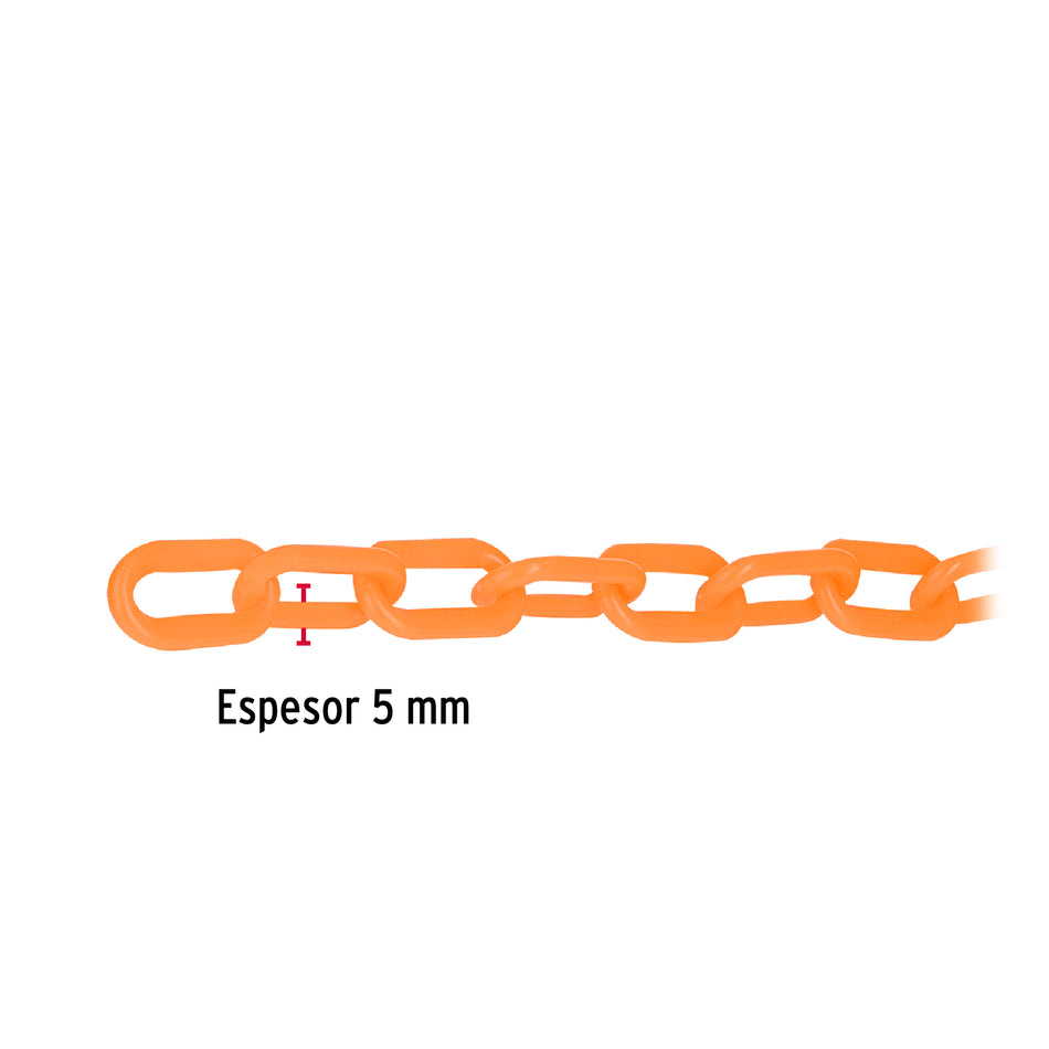 Metro de cadena de 5 mm de plástico naranja, carrete de 25 m Caja con 25, 44175