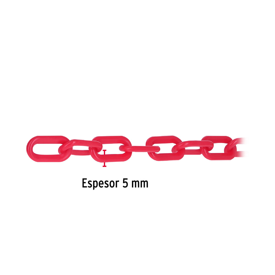 Metro de cadena de 5 mm de plástico roja, carrete de 25 m Caja con 25, 44176