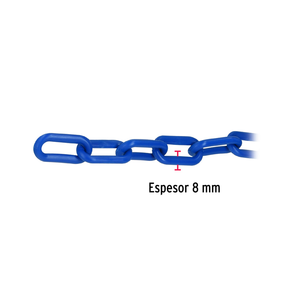 Metro de cadena de 8 mm de plástico azul, carrete de 25 m Caja con 25, 44183