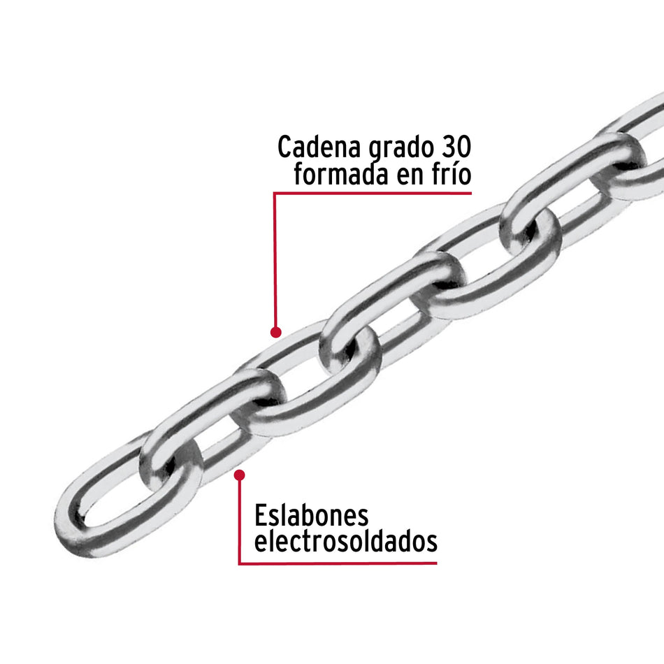 Metro de cadena pulida de 1/4', 35 m en cubeta, Fiero Caja con 35, 44262