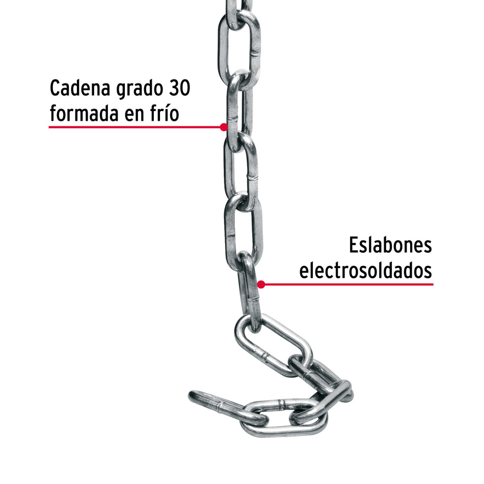 Metro de cadena pulida de 3/16', 65 m en cubeta, Fiero Caja con 65, 44261