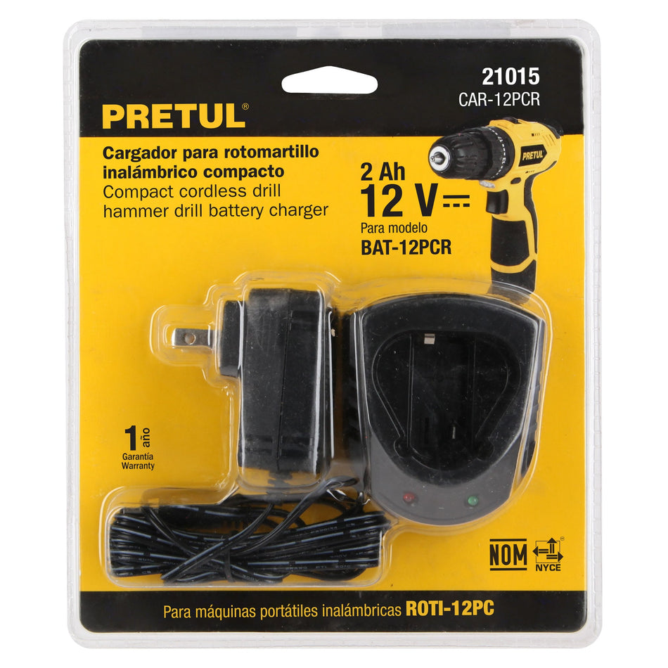 Cargador baterías de ion litio 12V, para ROTI-12PC, PRETUL Caja con 2, 21015