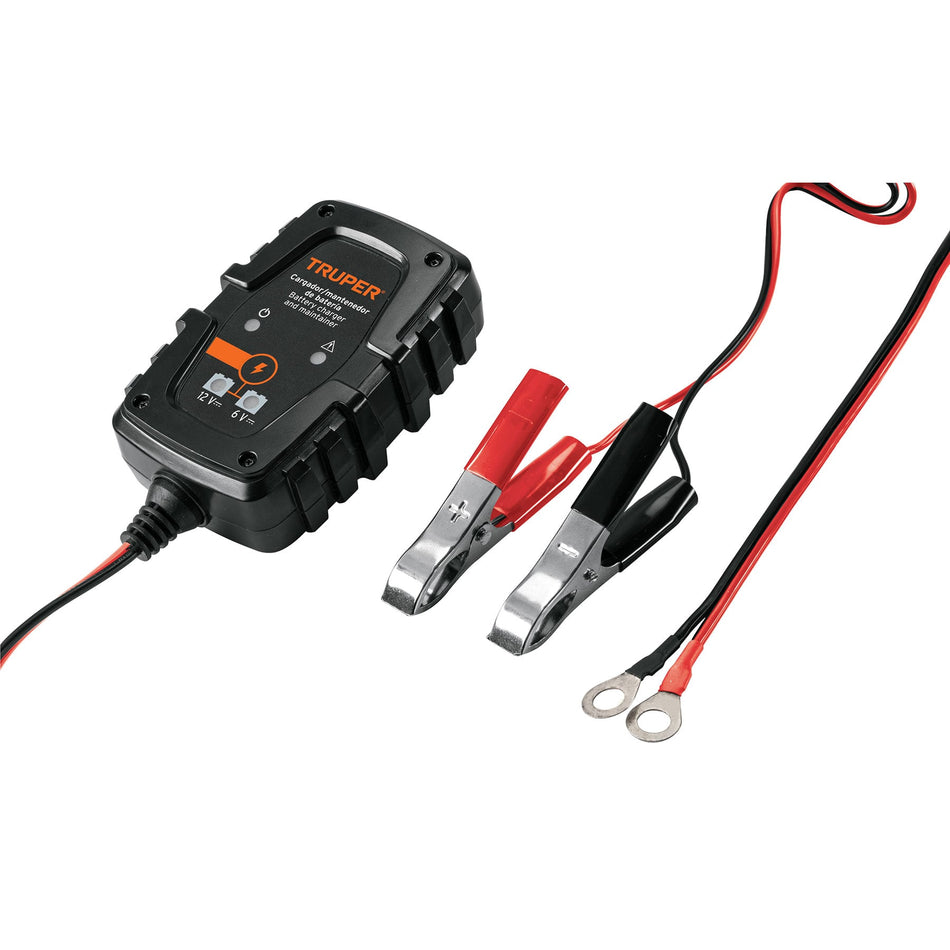 Cargador / mantenedor de 1 A para baterías de 6/12V, TRUPER Caja con 2, 101610