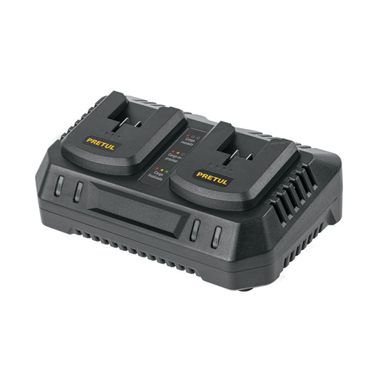 Cargador dual de baterías de ion litio 20V, PRETUL, 29919