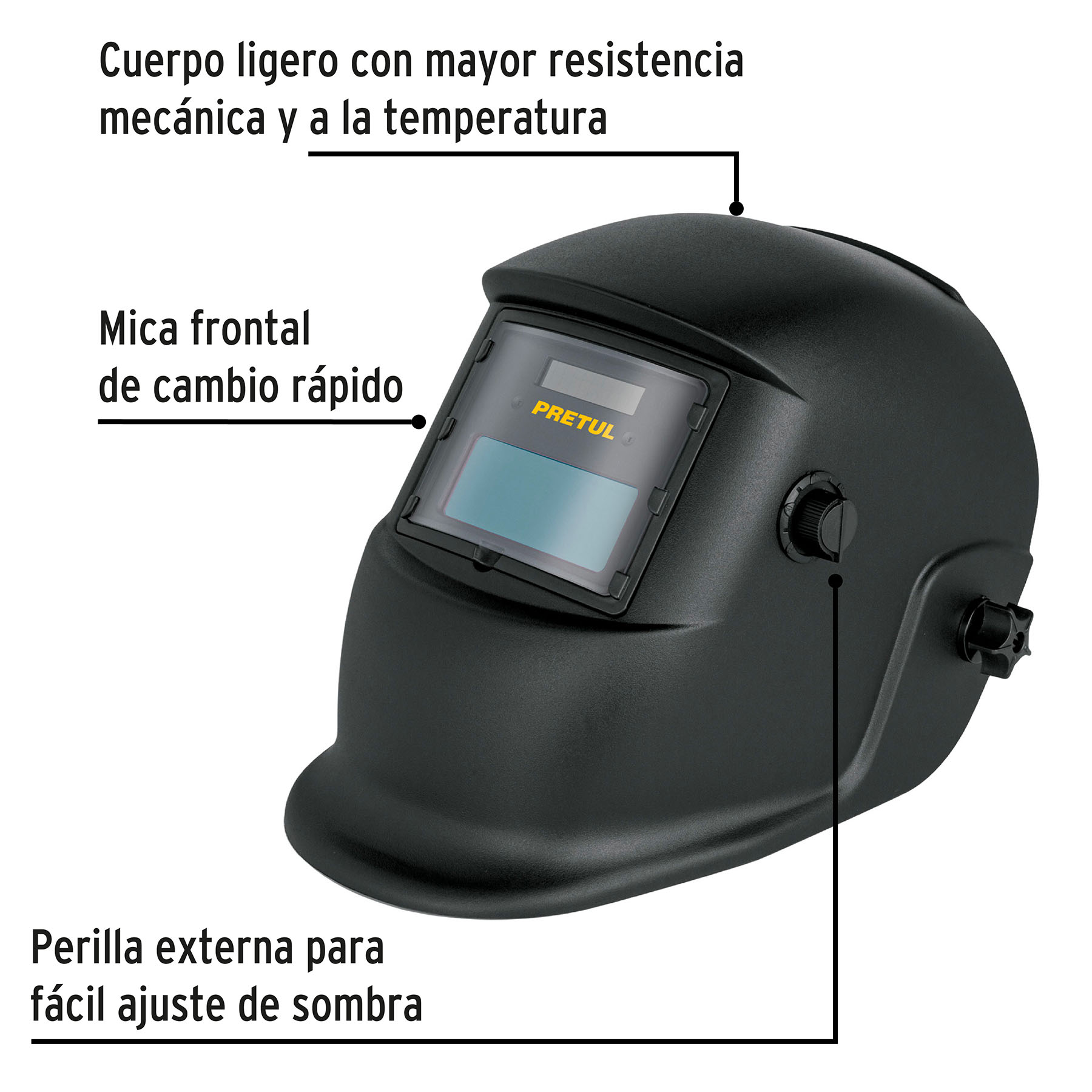 Careta electrónica p/soldar, sombra 9 a 13, PRETUL, 28145