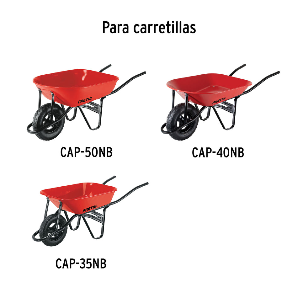 Caja c/llanta neumática y acc. p/carretilla roja PRETUL, 22650