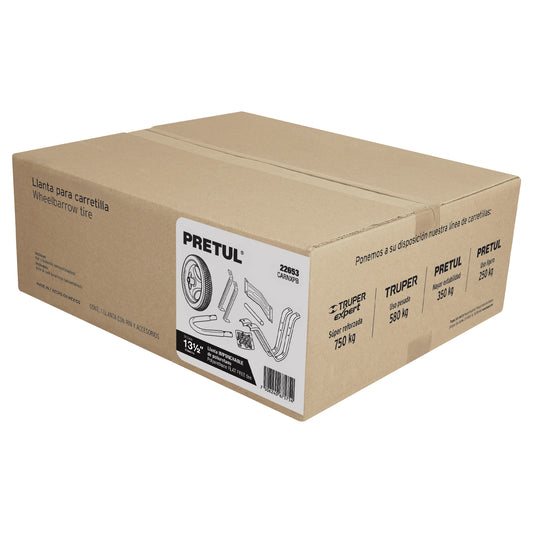 Caja c/llanta imponchable y acc. p/carretilla roja PRETUL, 22653