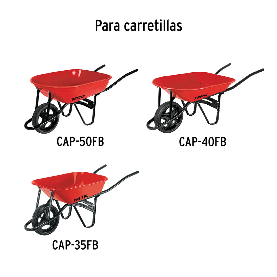 Caja c/llanta imponchable y acc. p/carretilla roja PRETUL, 22653
