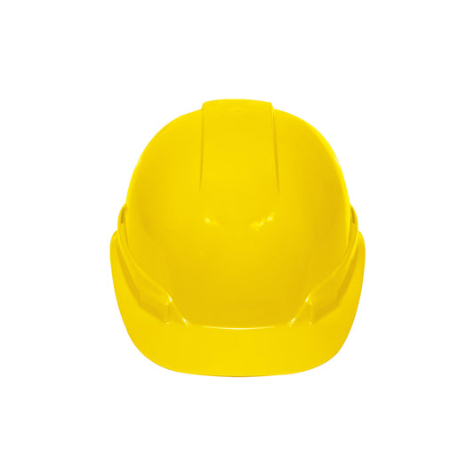 Casco de seguridad ventilado, ajuste de matraca, amarillo Caja con 4, 101257