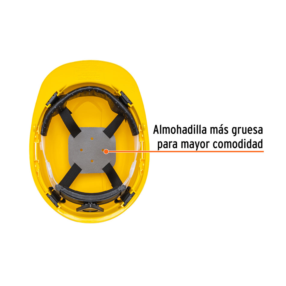 Casco de seguridad, ajuste de matraca, amarillo, Truper Caja con 4, 14294