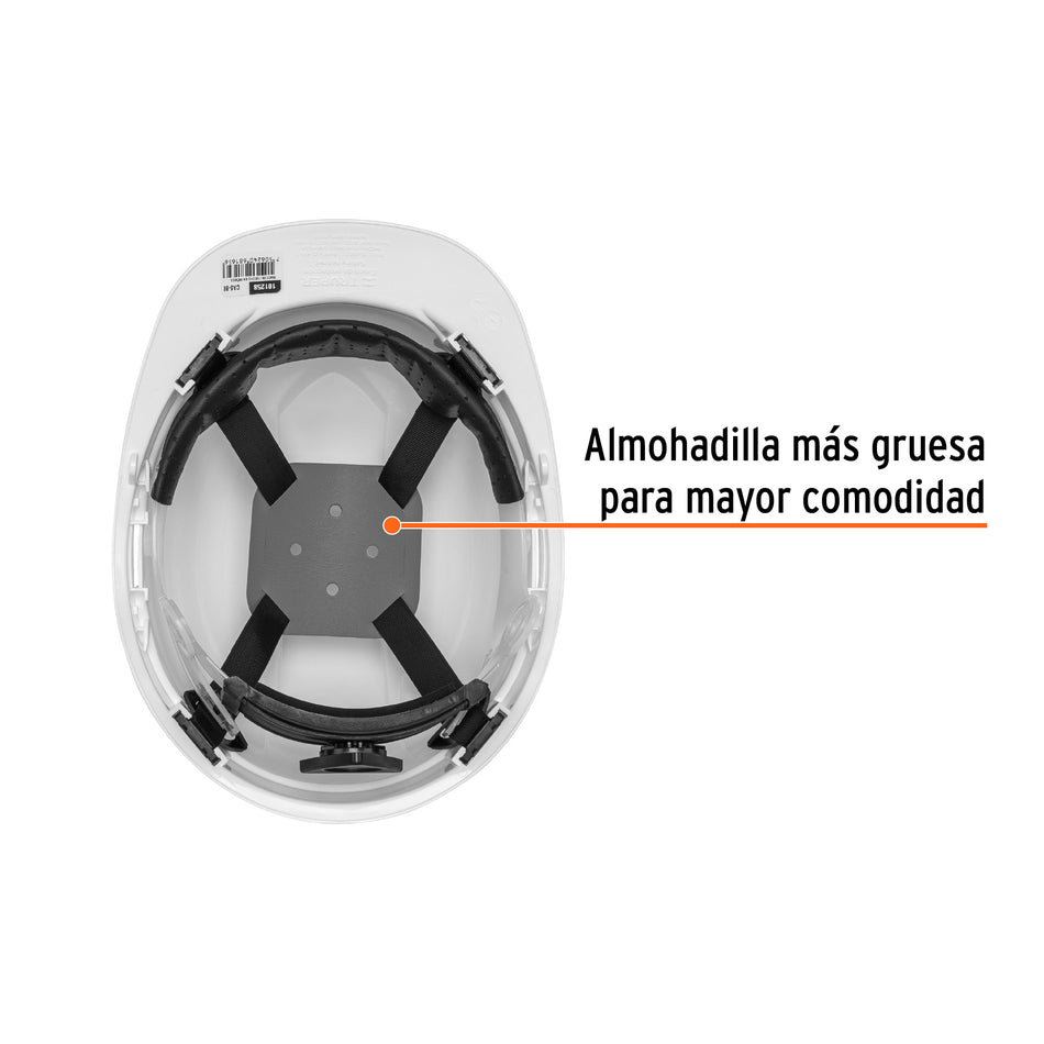 Casco de seguridad ventilado, ajuste de matraca, blanco Caja con 4, 101258
