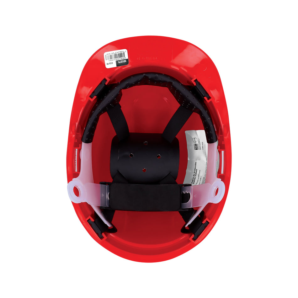 Casco de seguridad ventilado, ajuste de matraca, rojo Caja con 4, 101271