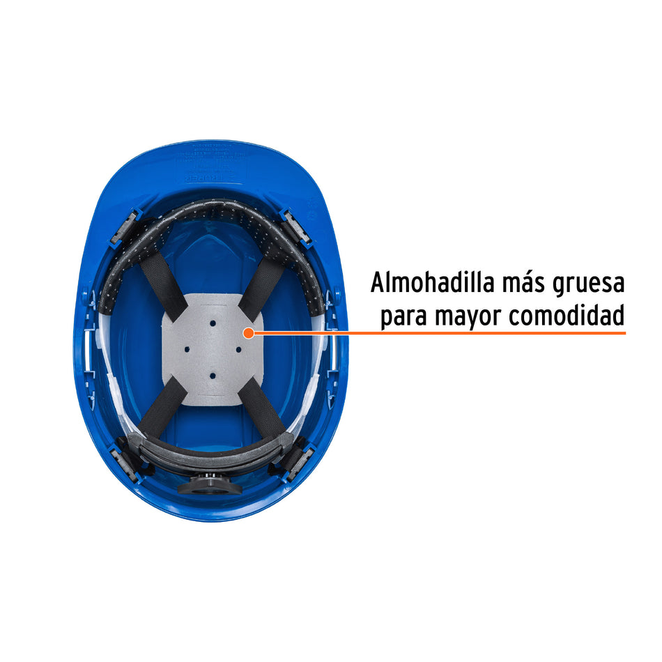Casco de seguridad ventilado, ajuste de matraca, azul Caja con 4, 101259