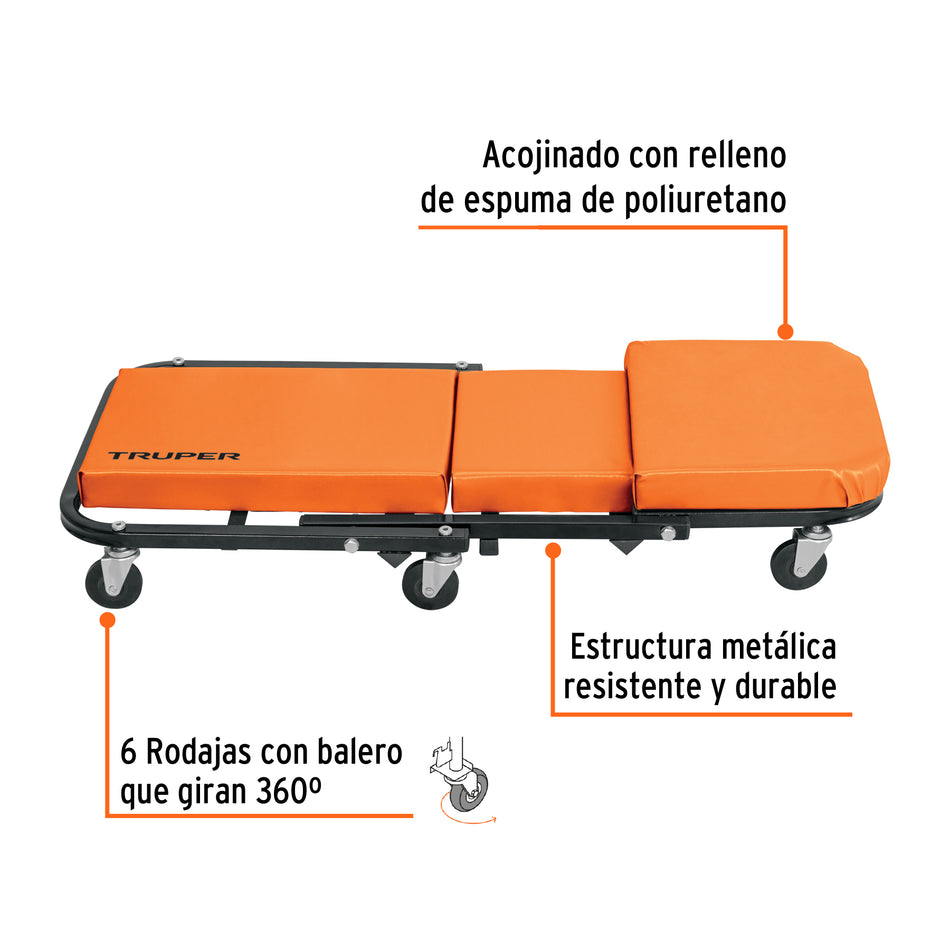 Cama / banco de 36' para mecánico, Truper, 102940
