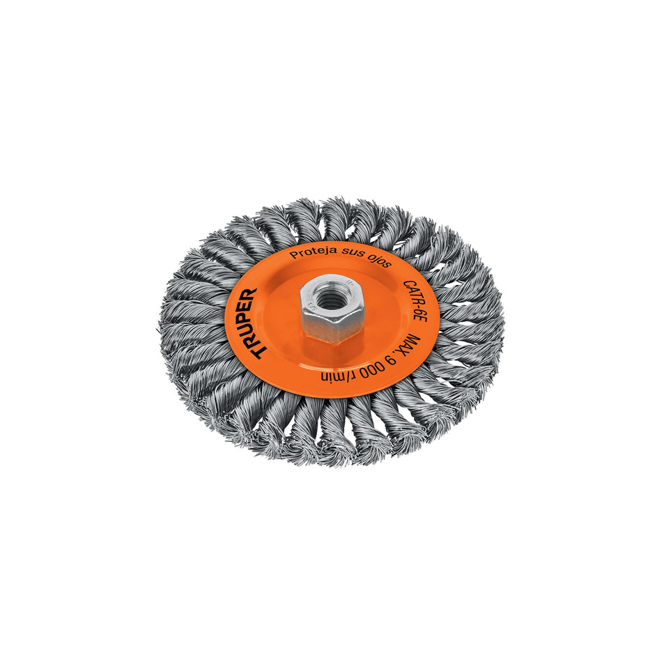 Carda circular 6' alambre trenzado, eje 5/8'-11, Truper Caja con 4, 11597