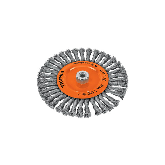 Carda circular 8' alambre trenzado, eje 5/8'-11, Truper Caja con 4, 17528