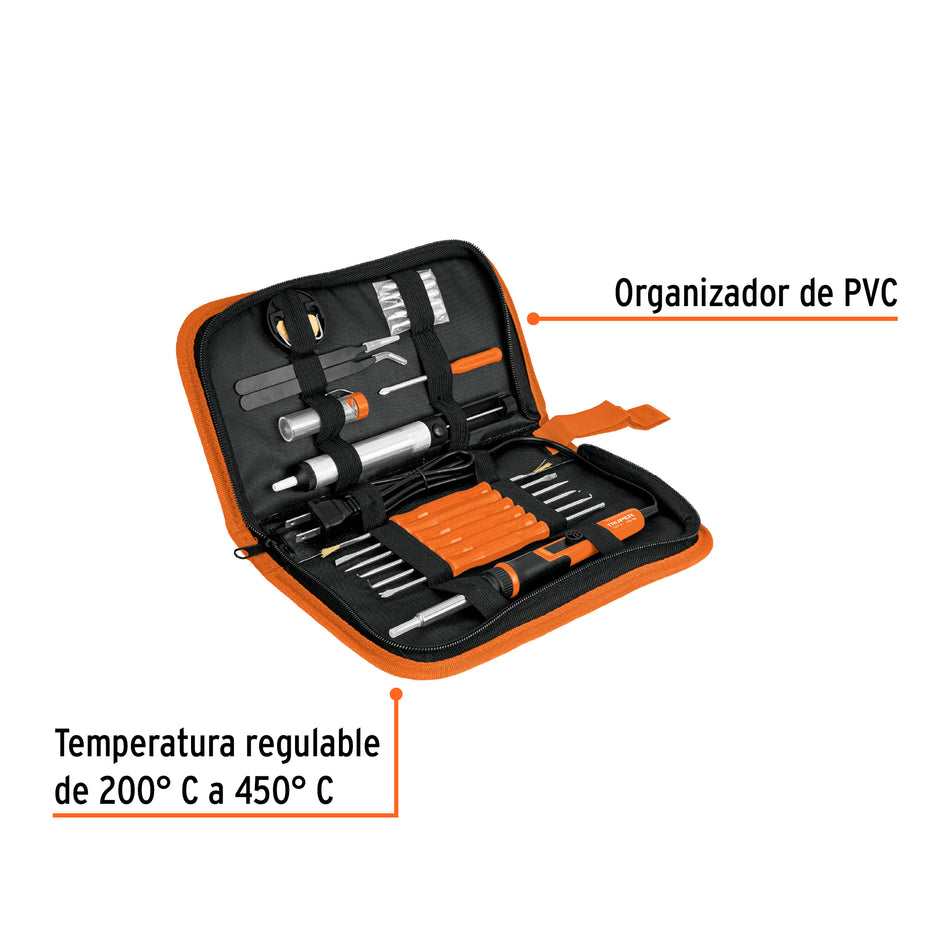 Kit soldadura electrónica con cautín de 25 W, temp regulable, 102424