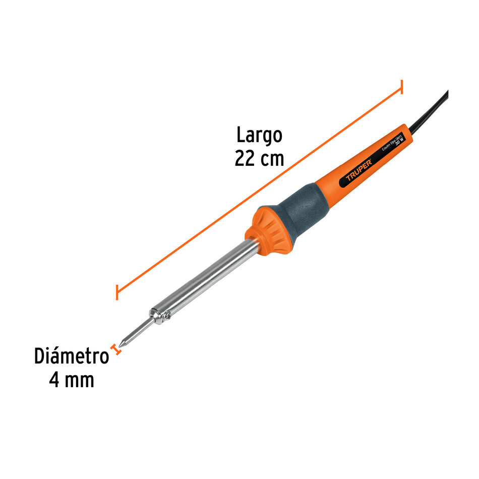 Cautín 30 W tipo lápiz para trabajo ligero, Truper Caja con 4, 17545