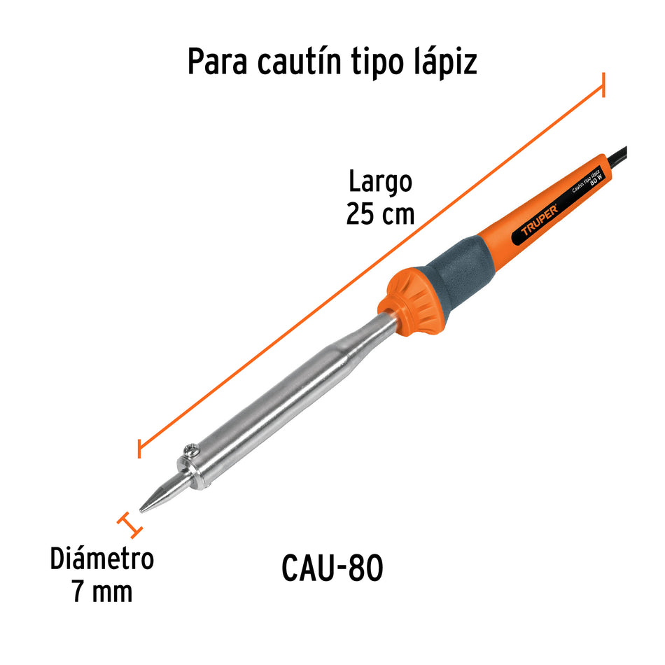 Cautín 80 W tipo lápiz para trabajo pesado, Truper Caja con 4, 14622