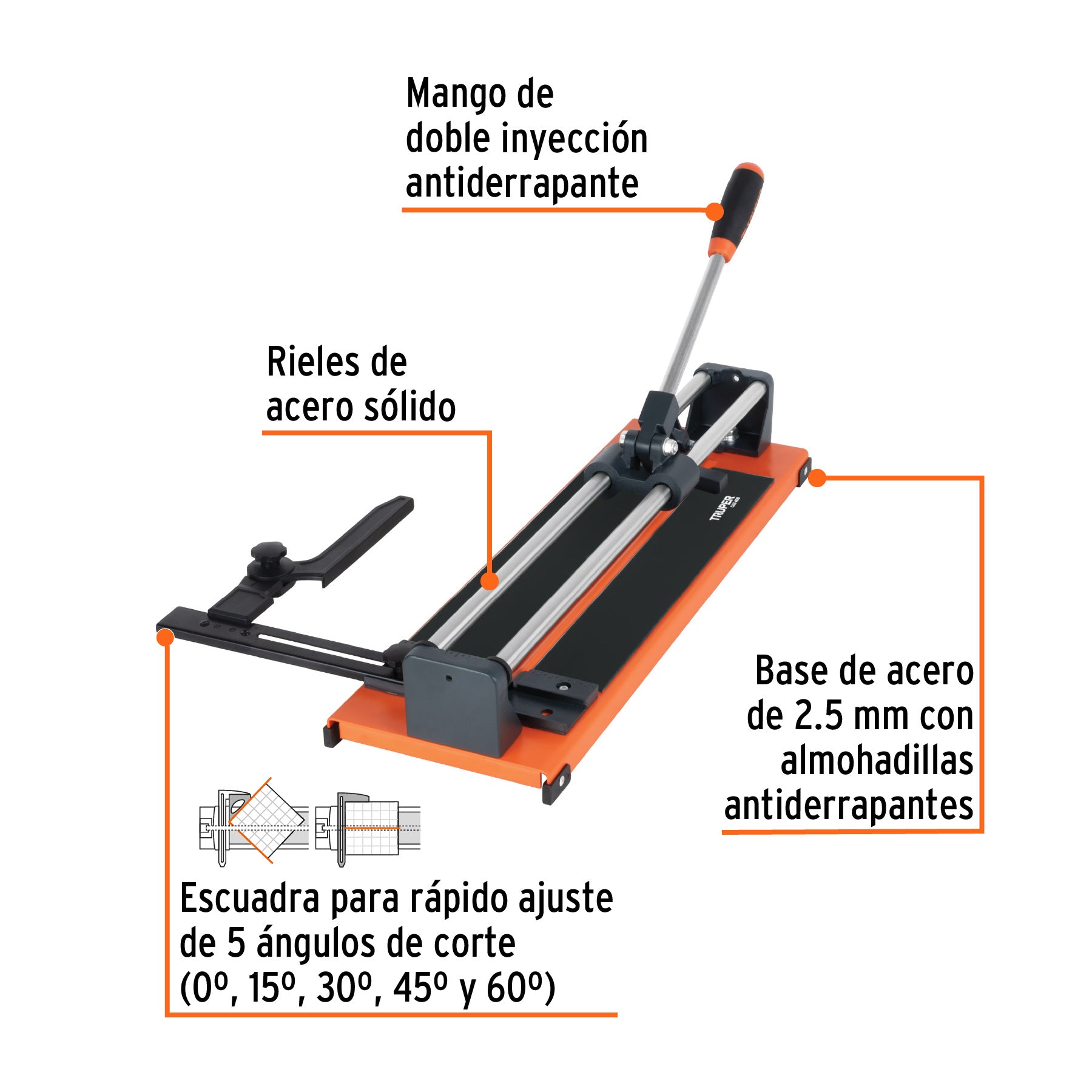 Cortador de azulejo 16' (40 cm) con baleros, Truper, 12930