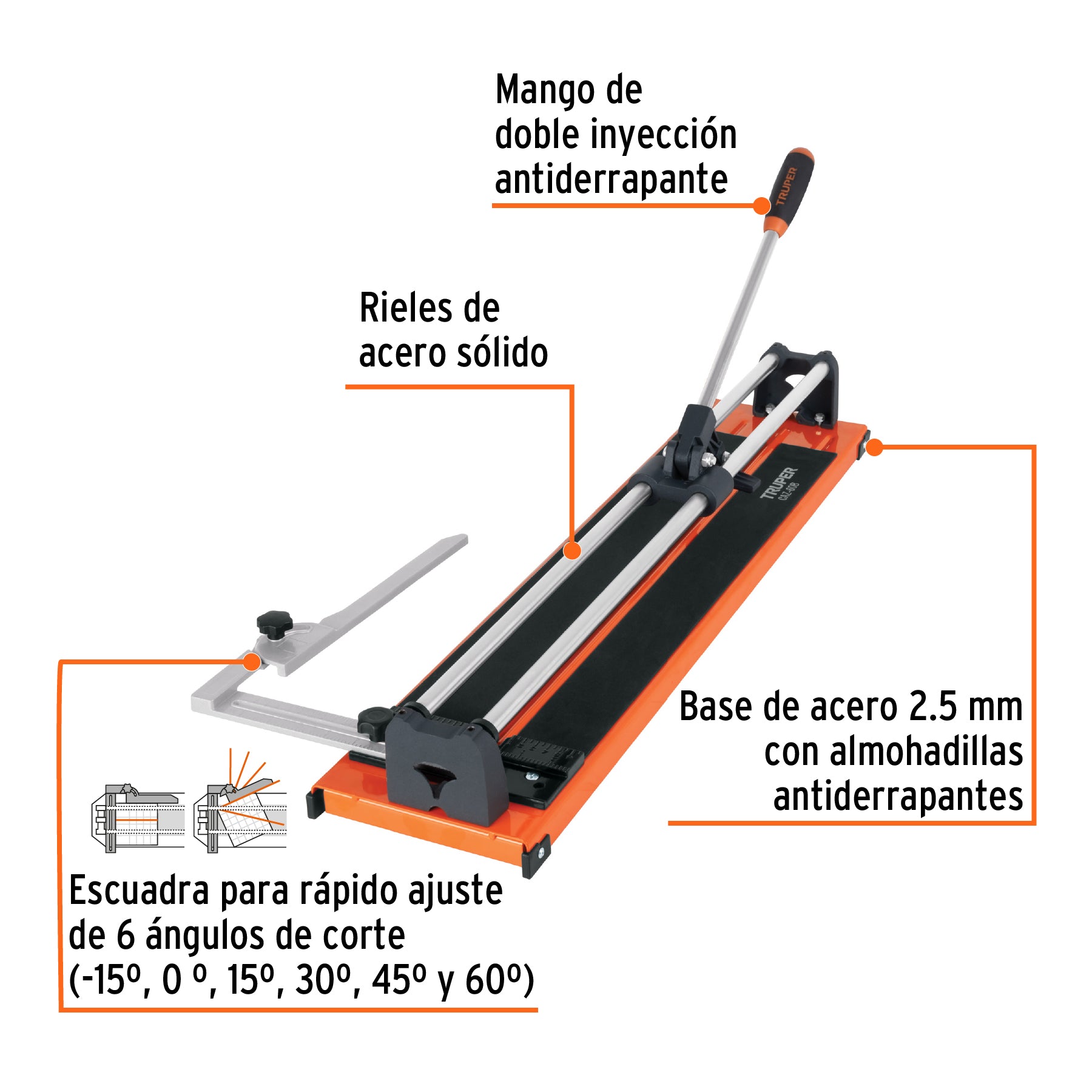 Cortador de azulejo 24' (60 cm) con baleros, Truper, 12931