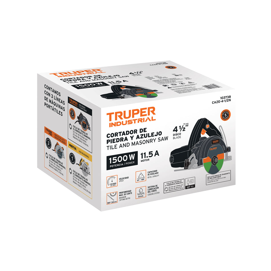 Cortadora eléctrica 4-1/2' para azulejos, 1320W, INDUSTRIAL, 103738