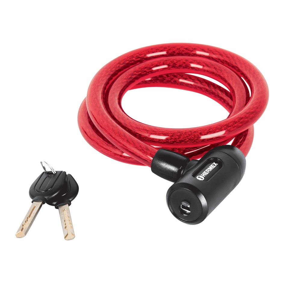 Candado de cable con llave, 15mm X 1.20 m, Hermex Caja con 4, 43920