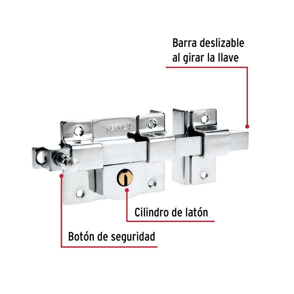 Cerradura de barra fija, derecha, Hermex Caja con 3, 43505