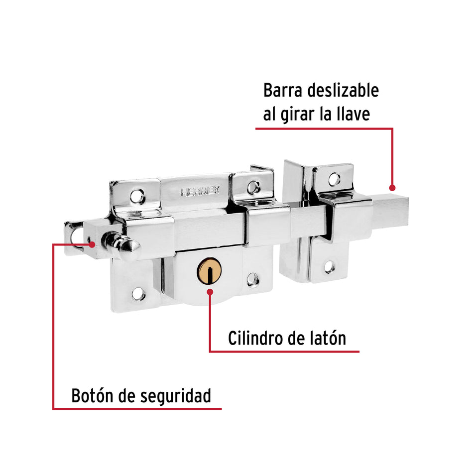 Cerradura de barra libre, derecha, Hermex Caja con 3, 43516