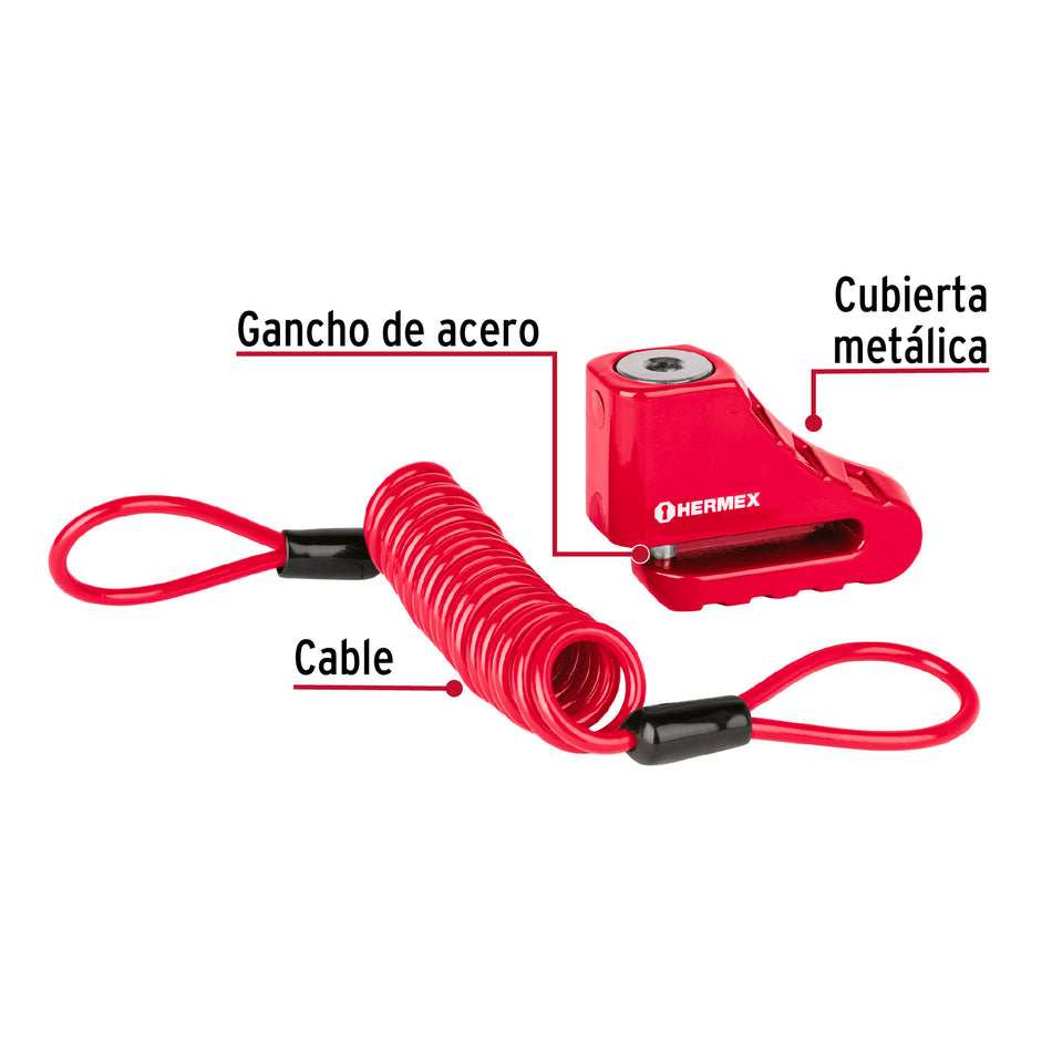 Candado para disco de motocicleta, perno de 5.5 mm, Hermex Caja con 2, 49622