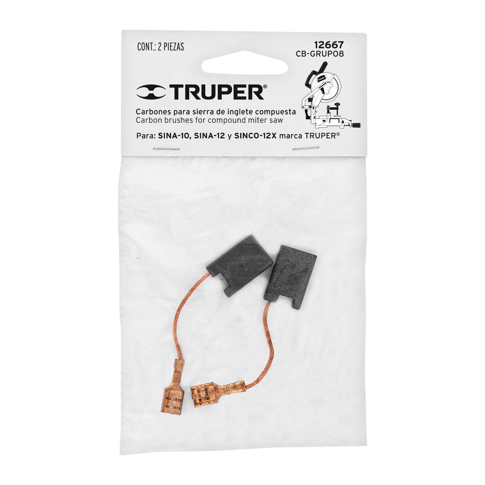 Bolsa con 2 carbones d/repuesto p/sierras ingl Grupo8,TRUPER, 12667