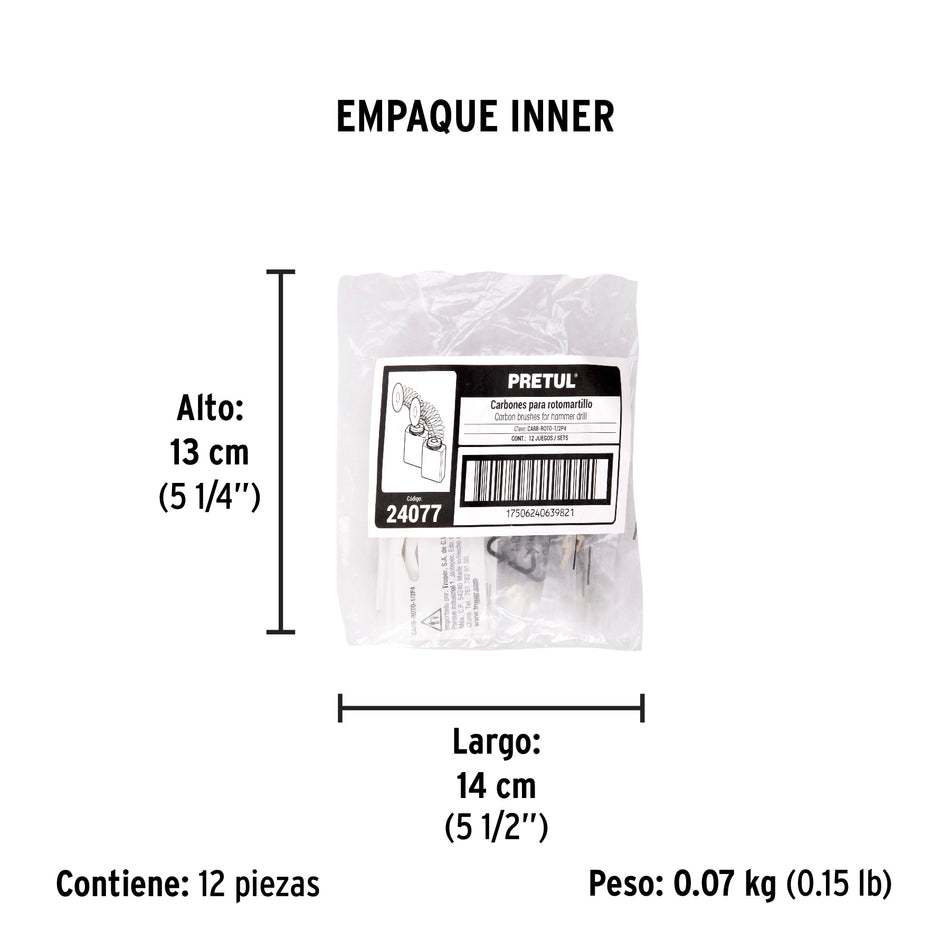 Bolsa con 2 carbones de repuesto para ROTO-1/2P4, PRETUL, 24077