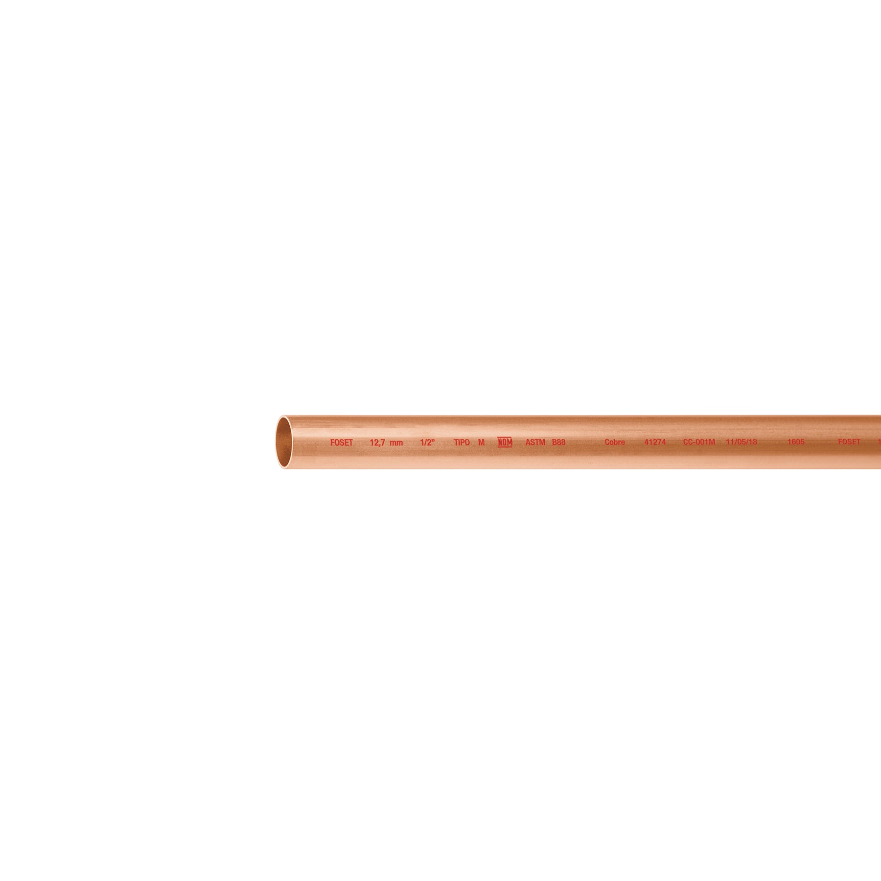 Tubo de 1/2' de cobre tipo 'M' , de 3 m, Foset, 41274