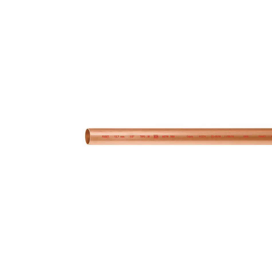 Tubo de 1/2' de cobre tipo 'M' , de 3 m, Foset Caja con 15, 41274