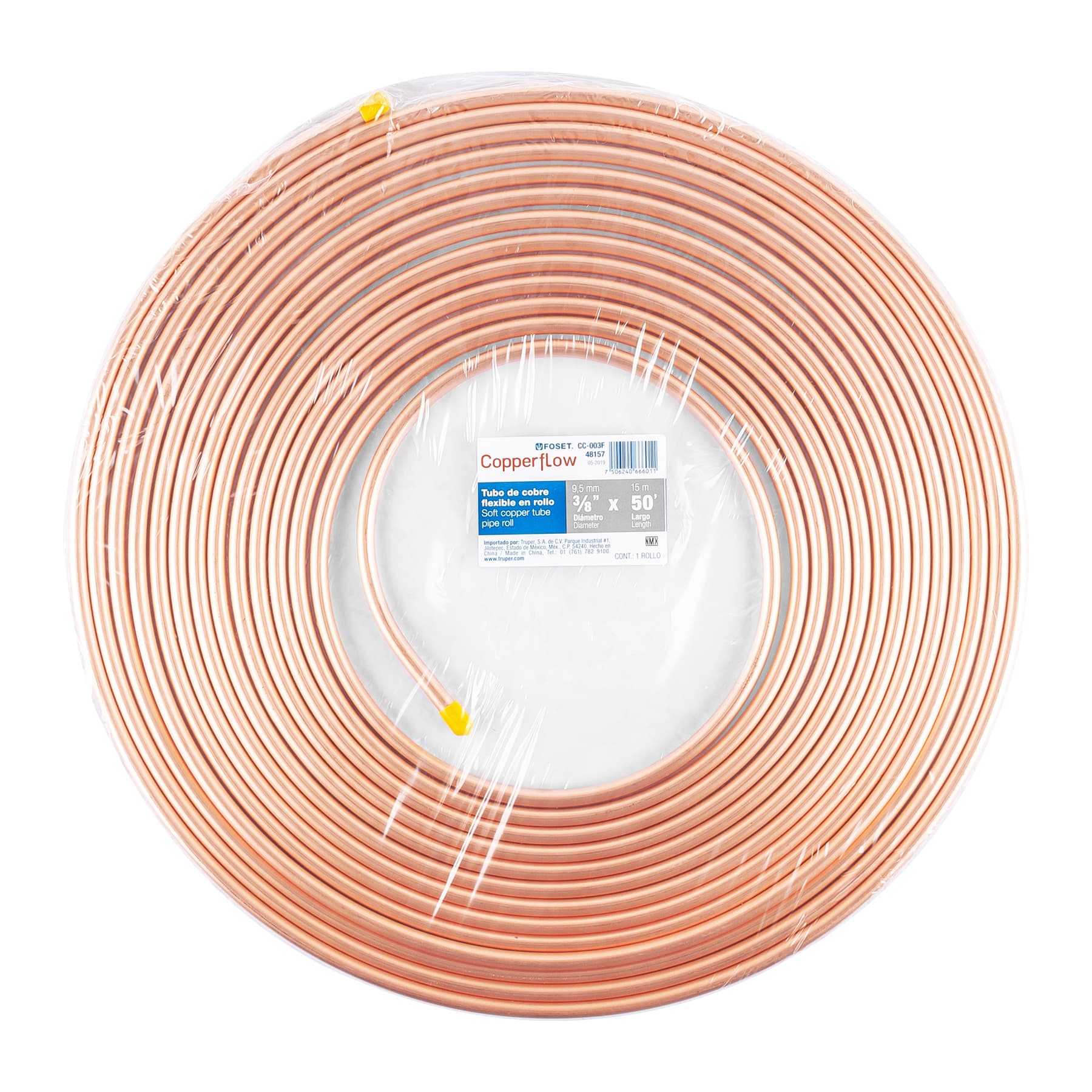 Rollo de 15 m de tubo flexible de cobre de 3/8', Foset, 48157