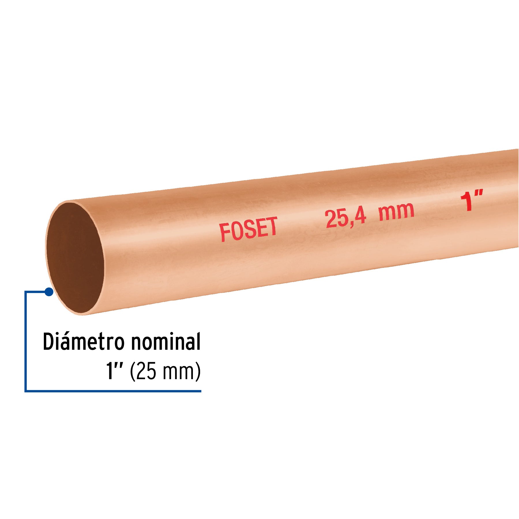 Tubo de 1' de cobre tipo 'N' , de 3 m, Foset, 48153